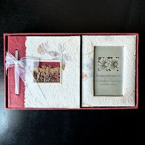 NIB Remembrances Mulberry Paper Frame & Photo Album Boxed Set